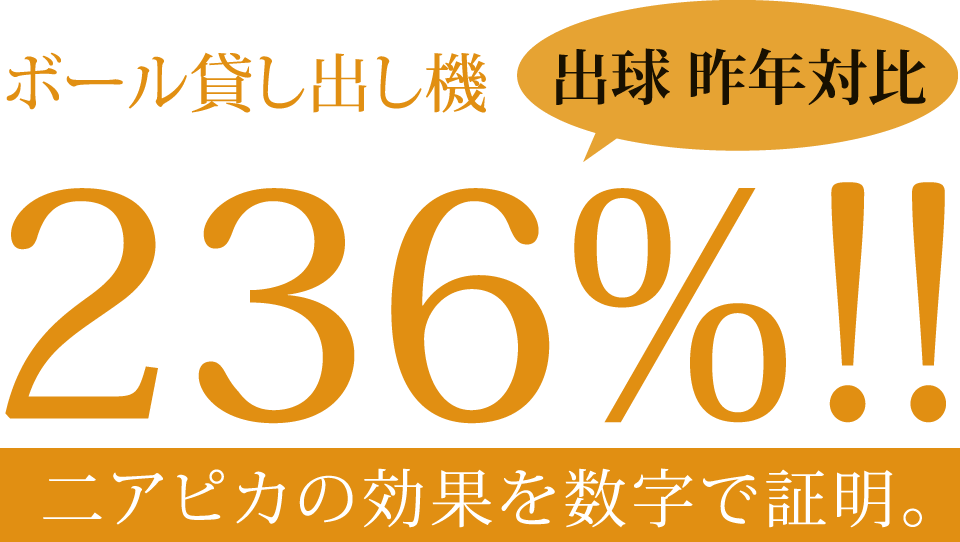 ボール貸し出し機 出玉 昨年対比236% ニアピカ効果を数字で照明